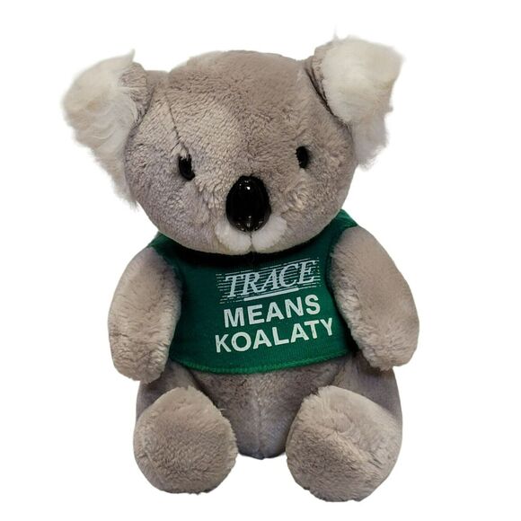 Trace Means Koalaty Koala‎ Bear Plush 8" Gray Green Tshirt Stuffed Animal Toy - Picture 1 of 6